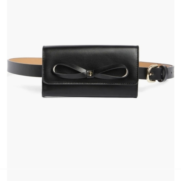 NEW Kate Spade Black Leather Belt Bag with Bow Detail - Picture 3 of 13